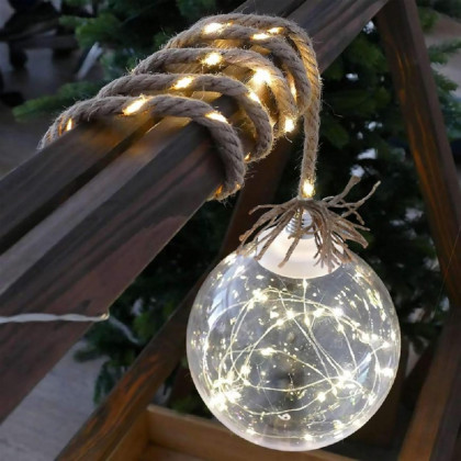 Řetěz MagicHome, Balldeco, žárovky, lano, 50 mLED teplá bílá, 3xAA, IP20, interiér, L-0,50