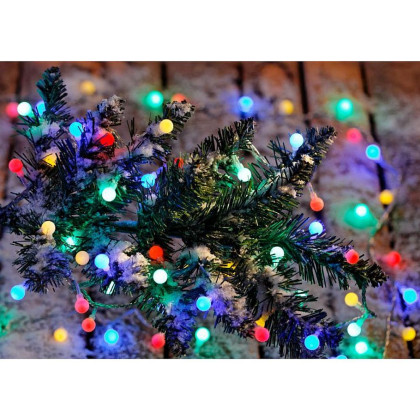 Řetěz MagicHome Cherry Balls, 100xLED multicolor, IP44, 8 funkcí, 9,90m