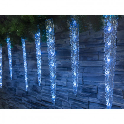 Řetěz MagicHome Icicle, 65 LED ledově modrá, 8 funkcí, 230 V, 50 Hz, IP44, exteriér, L-2,70