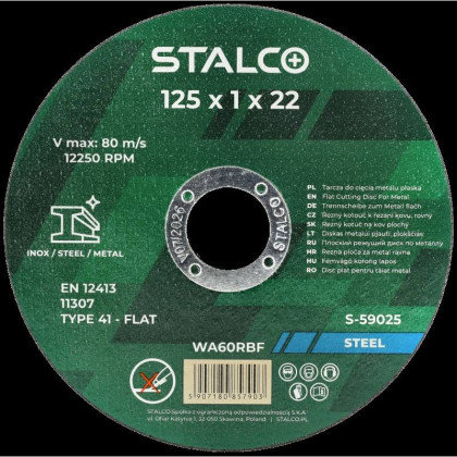 Řezný kotouč na kov rovný,pr.125 x 1,0mm STALCO S-59025
