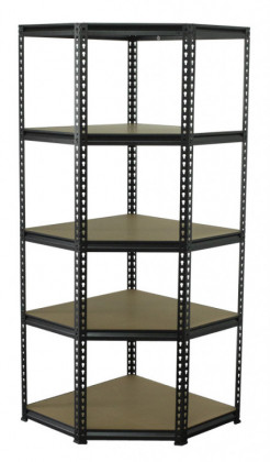 Rohový policový regál, 5 polic - 1830 x 730 x 730 mm - AH017