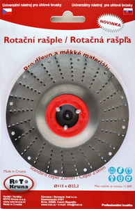 ROTO - Rotační rašple 115x22,2mm - 2,0mm - čepel standard