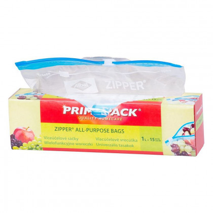 Sáček Primapack Zipper, víceúčelový na potraviny, 1l, 15ks