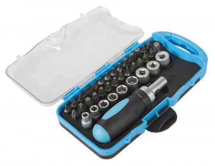 Sada bitů s ráčnovým šroubovákem, 38 ks - AH143802