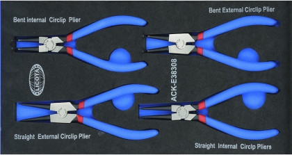Sada kleští na pojistné kroužky v pěnové výplni, 4 ks - LIACKE38308