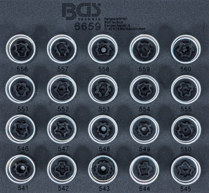 Sada klíčů na bezpečnostní šrouby kol v pěnové výplni, VAG, 20 ks - B6659