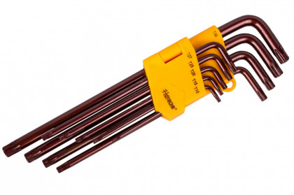 Sada klíčů TORX s otvorem 9 ks, extra dlouhé - HT260519