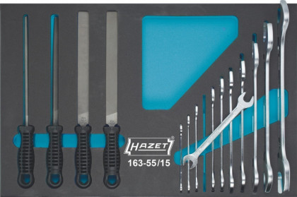 Sada nářadí, oboustranné ploché klíče, pilníky 163-55/15 Hazet