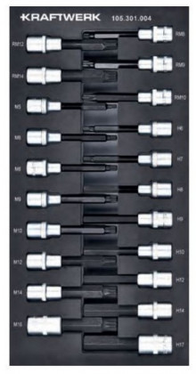 Sada nástavců 1/2" Inbus,Multi tooth, RIBE 21ks "S" Basic Line