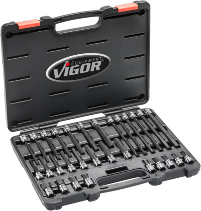 Sada nástrčných hlavic HEX 3/8" v kufru, 30 ks - V6019