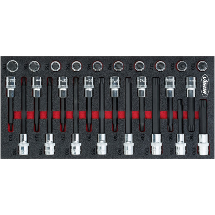 Sada nástrčných hlavic s bity v pěnové výplni, Torx, 1/2", 26 ks, VIGOR - V5095
