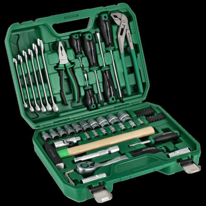 Sada nástrčných klíčů 1/2”+1/4” 55-dílná sada ráčna 90T STALCO S011100055