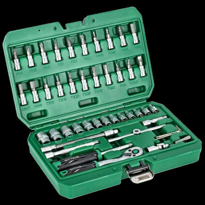 Sada nástrčných klíčů 1/4” 48-dílná sada ráčna 90T STALCO S011100048