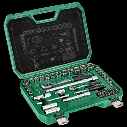 Sada nástrčných klíčů BMC 1/2˝ 1/4˝ 84-dílná sada ráčna 90T STALCO S011100084