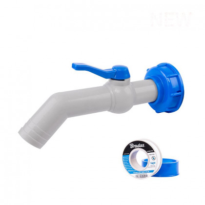Sada - PP kohoutek 45° s připojením IBCS60x6 pro 32mm hadici s PTFE páskou