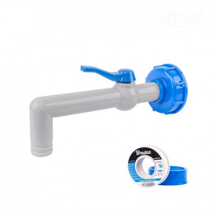 Sada - PP kohoutek 90° s připojením IBCS60x6 pro 25mm hadici s PTFE páskou