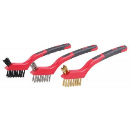 Sada ručních kartáčů FESTA (nerez, nylon, mosaz), 180 mm plast, 3 ks