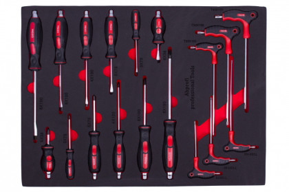 Sada šroubováků v pěnové výplni do dílenských vozíků, 18 dílů - H18005EW3