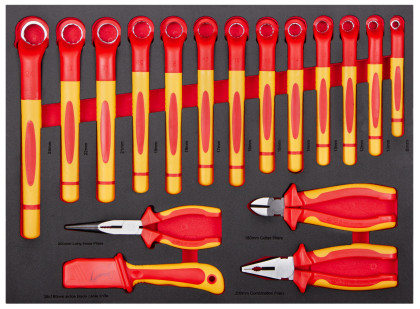 Sada VDE klíčů a kleští v pěnové výplni, 17 ks - AH2403