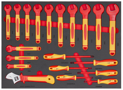 Sada VDE šroubováků a klíčů v pěnové výplni, 20 ks - AH2402