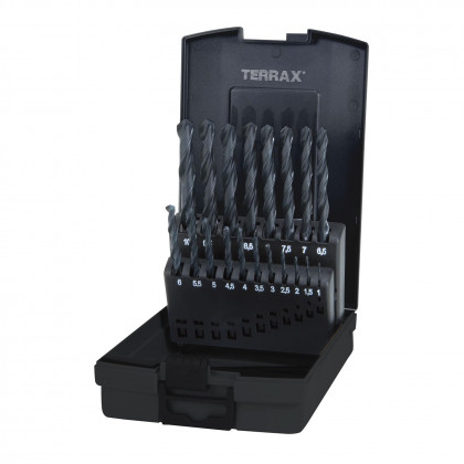 Sada vrtáků do kovu Terrax HSS-R 19 dílů | 1-10 mm, plastový box