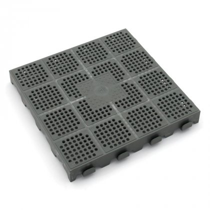 Šedá hnědá děrovaná plastová terasová dlaždice Linea Combi - 40 x 40 x 4,8 cm