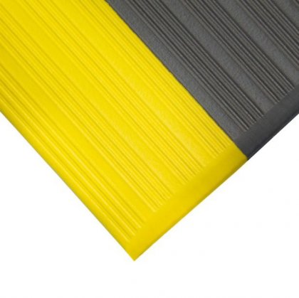Šedo-žlutá gumová protiskluzová protiúnavová průmyslová rohož - 150 x 90 x 0,9 cm
