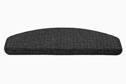 Šedý kobercový půlkruhový nášlap na schody Imola - délka 65 cm a šířka 25 cm