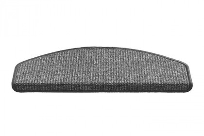 Šedý kobercový půlkruhový nášlap na schody Stockholm - délka 65 cm a šířka 25 cm