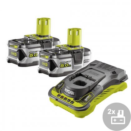 Set nabíječky a akumulátorů 2x 5,0Ah Ryobi RC18150-250 , 18V