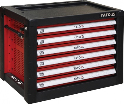 Skříňka dílenská přenosná 6 zásuvky 690x465x535mm červená