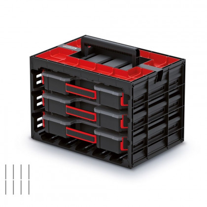 Skříňka se 3 organizéry TAGER CASE 415x290x290mm, přepážky
