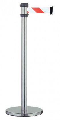 Sloupek k ohrazení stříbrný s červenobílým pásem - PSA1202B