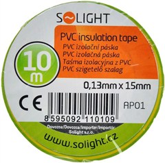 SOLIGHT - izolační páska 0,13mm 15mm/10m - žlutozelená