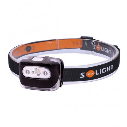 SOLIGHT - LED čelová svítilna, 3W + červené světlo, 3x AAA