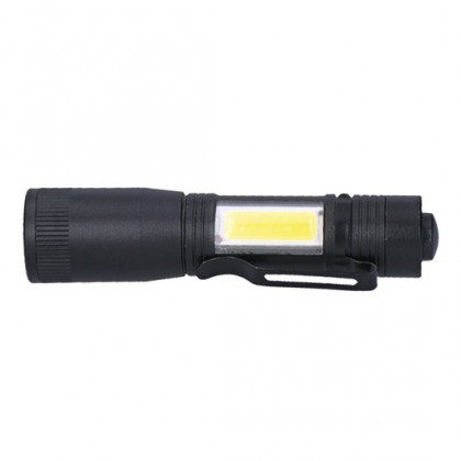 SOLIGHT - LED kovová svítlna 3W + COB, 150 + 60lm, AA, černá