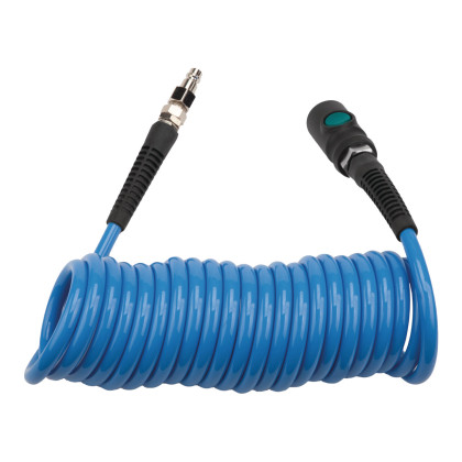 Spirálová PU hadice 5 m, ø 6,5/10 mm, 10 bar s rychlospojkou