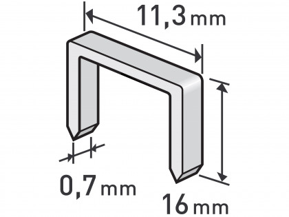 Spony, balení 1000ks, 16mm, 11,3x0,52x0,70mm