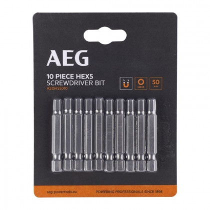 Šroubovací bit HEX5 50mm AEG, sada 10ks