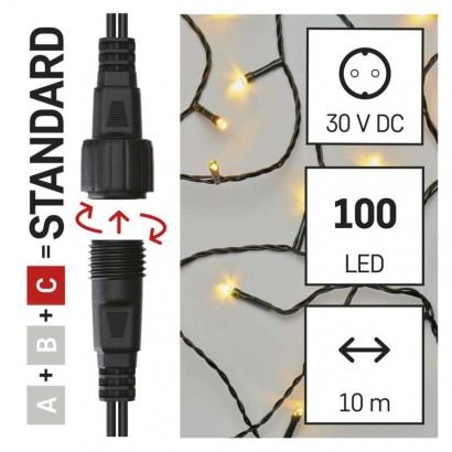 Standard LED spojovací vánoční řetěz, 5 m, venkovní i vnitřní, teplá bílá, časovač