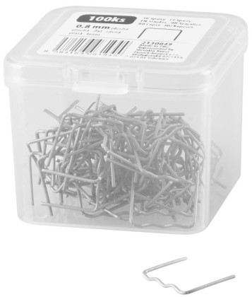 Strend Pro - Spona pro svářečku plastů, plochá vlna, 0,8 mm - 100 ks