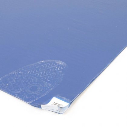 Světle modrá lepící dezinfekční dekontaminační rohož FLOMA - 115 x 45 cm - 60 listů