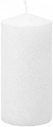 Svíčka s flitry MagicHome bílá, 5,5x12cm