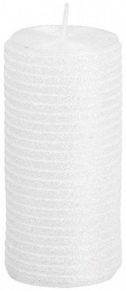 Svíčka s flitry MagicHome bílá, 5x9,5cm