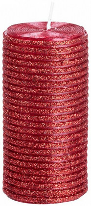 Svíčka s flitry MagicHome červená, 5x9,5cm