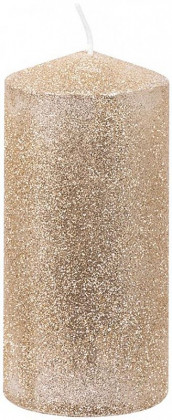 Svíčka s flitry MagicHome šampaň, 5,5x12cm