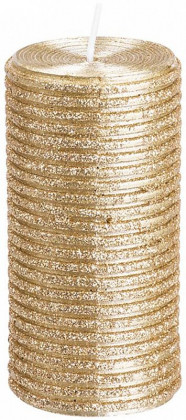 Svíčka s flitry MagicHome šampaň, 5x9,5cm
