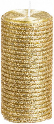 Svíčka s flitry MagicHome zlatá, 5x9,5cm