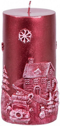 Svíčka s vesnici MagicHome červená 7x12,5cm