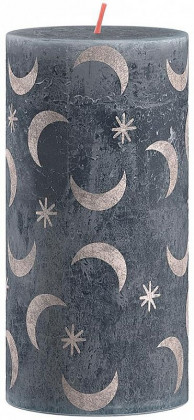 Svíčka válec bolsius Rustic with print Slate Blue, 68x130mm